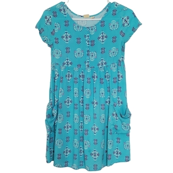 K1110 * Mudd Girls Medallion Print Dress Turquoise Size 12 - Picture 1 of 8